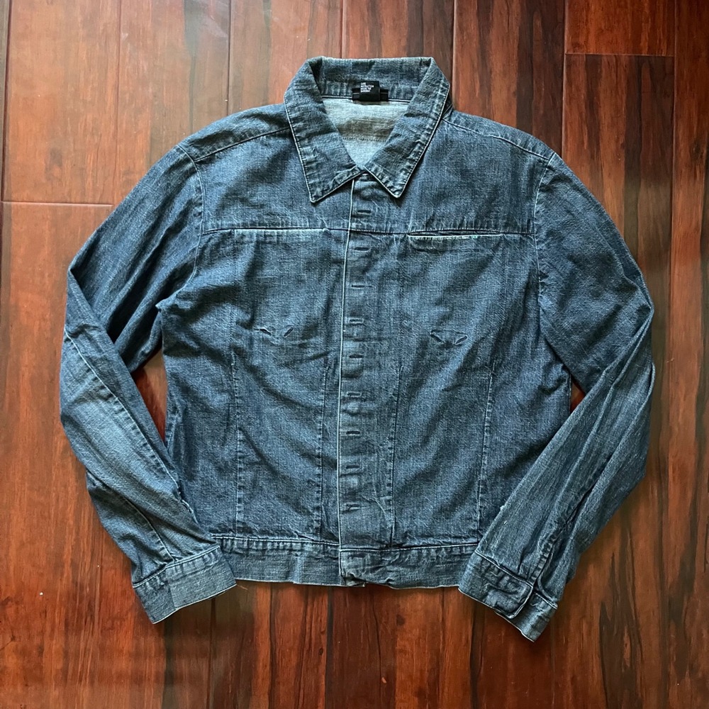 Diesel Denim Shirt Jacket Y2K 2000s Blue Dark Wash Snap Button Trucker Men' XL